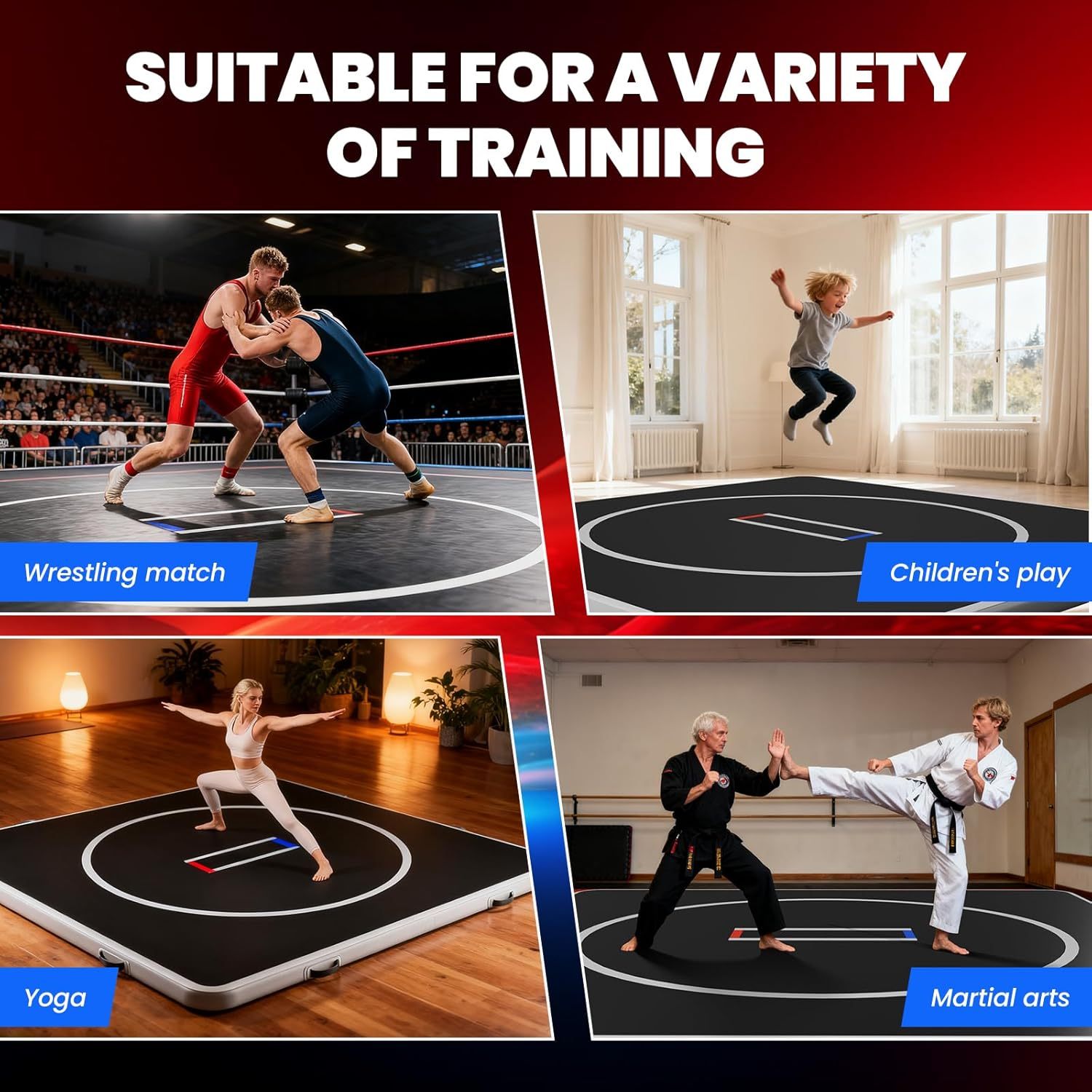 10ft x 10ft Inflatable Wrestling Training Mat with Electric Pump – Portable PVC Air Mat for BJJ, MMA & Gym Use,Aftersea