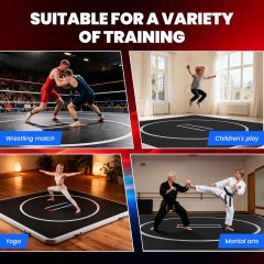 10ft x 10ft Inflatable Wrestling Training Mat with Electric Pump – Portable PVC Air Mat for BJJ, MMA & Gym Use,Aftersea
