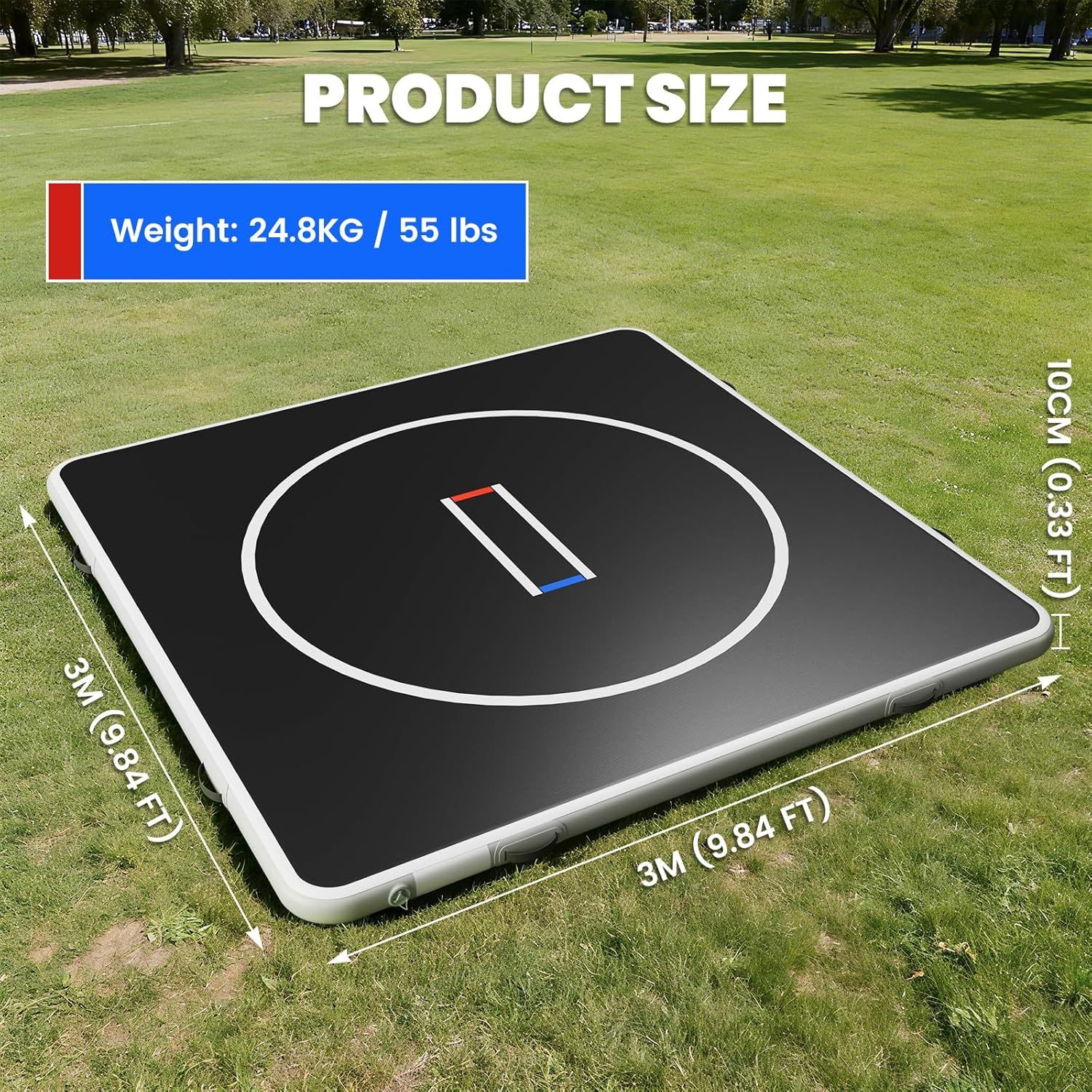 10ft x 10ft Inflatable Wrestling Training Mat with Electric Pump – Portable PVC Air Mat for BJJ, MMA & Gym Use,Aftersea