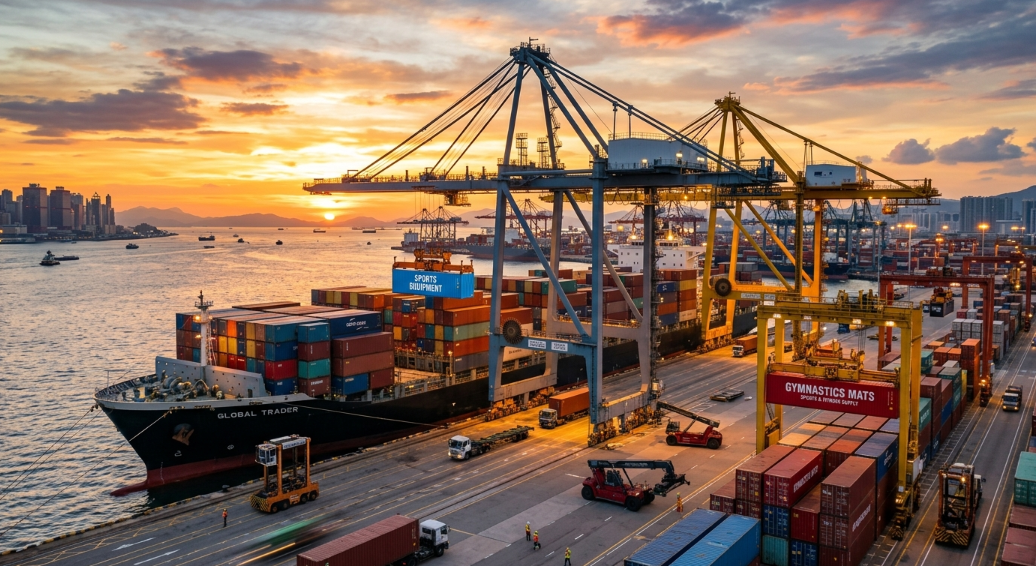 Export logistics for inflatable gym equipment at a major Chinese port