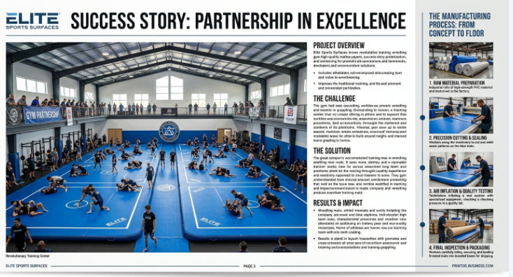 A professional case study of a large-scale installation of inflatable wrestling mats in a US-based martial arts gym.