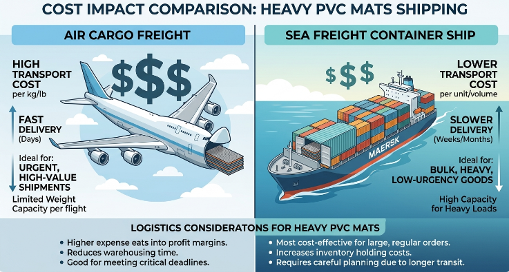 Comparing air freight vs. sea freight costs for heavy B2B inflatable mat shipments