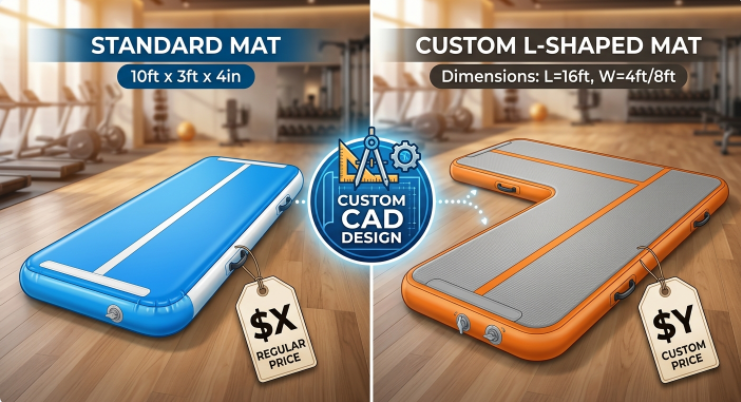 Cost comparison between standard and custom-sized inflatable wrestling mats from Chinese suppliers