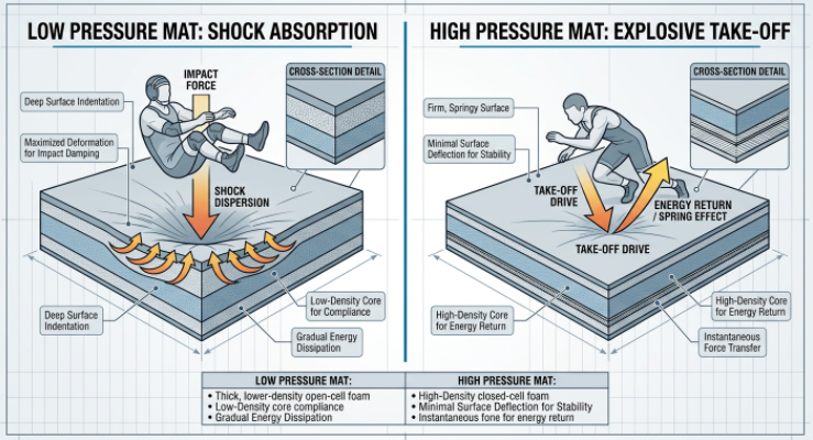 Impact of air pressure on shock absorption and rebound in inflatable wrestling mats