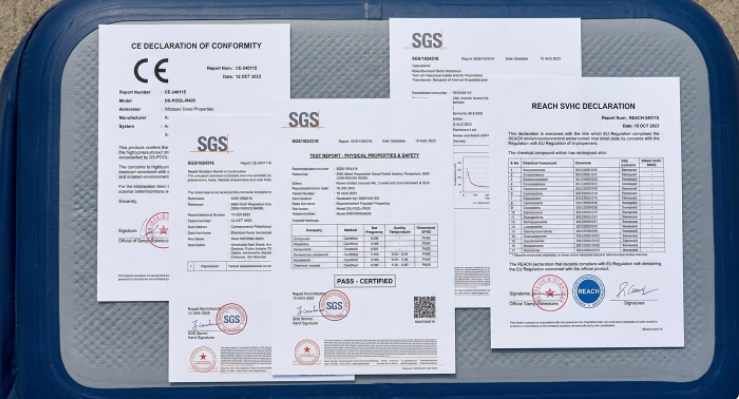 Essential B2B safety testing certifications CE REACH SGS for importing drop stitch pools