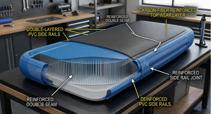 Internal structural reinforcements for heavy-duty commercial inflatable wrestling mats