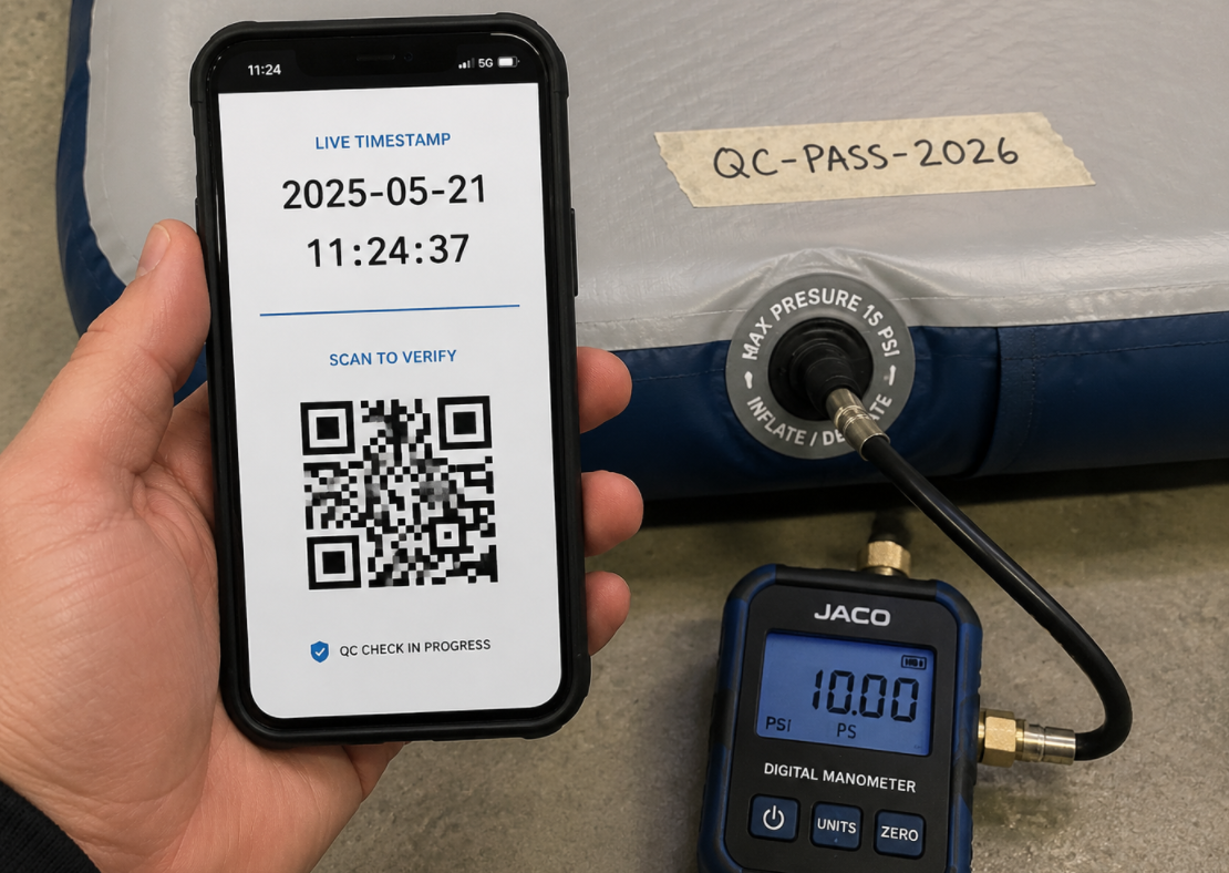 Technical chart explaining the impact of temperature on inflatable mat PSI and air pressure readings