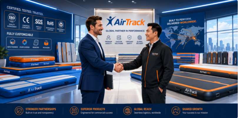 Successful B2B partnership between equipment procurement manager and a certified commercial air track manufacturer.