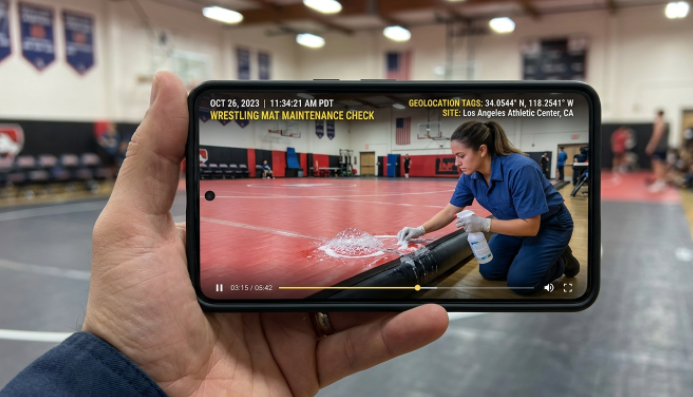 Mandatory video evidence showing airtightness testing for custom inflatable wrestling mats.