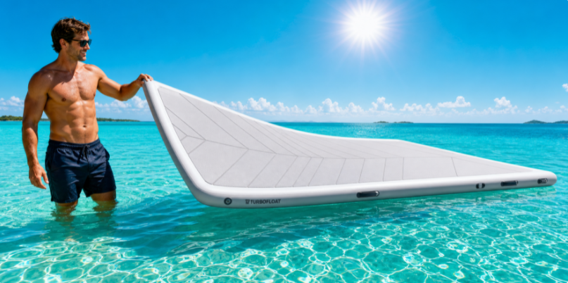 A lightweight and rigid TPU floating platform unaffected by intense UV sunlight and saltwater.