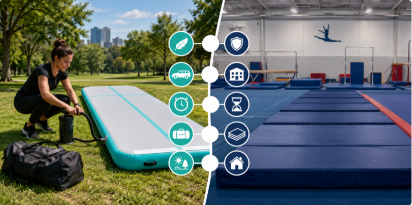 How to choose between blow up and traditional gymnastics mats