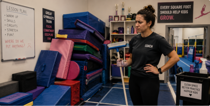 Common gymnastics mat pain points: storage clutter and cleaning effort