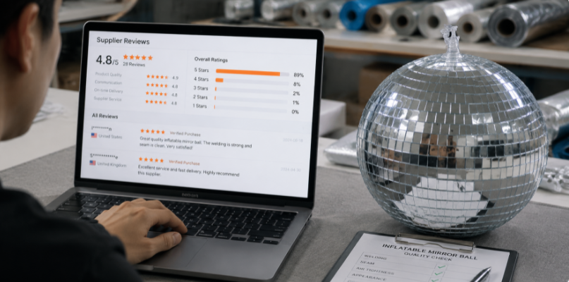 Comparing online supplier reviews with a physical mirror ball sample