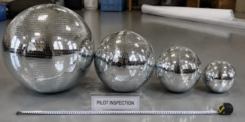 Pilot order of inflatable mirror balls ready for inspection
