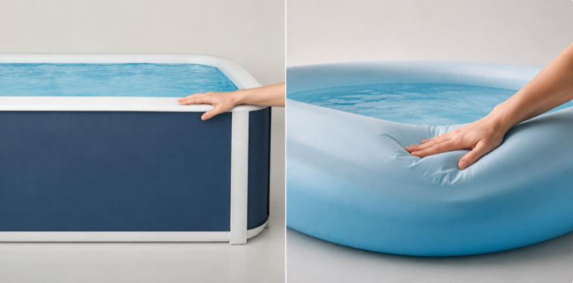 Drop stitch material versus regular inflatable PVC fabric shape comparison