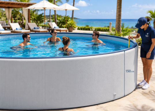 150cm commercial drop stitch pool resort installation
