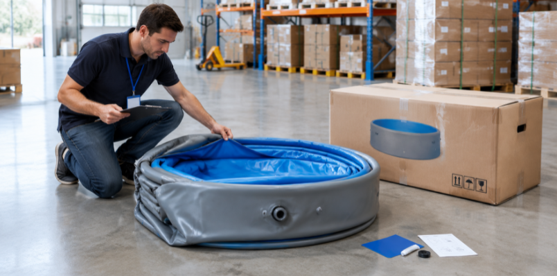 Retailer checking a wholesale pool sample and repair kit