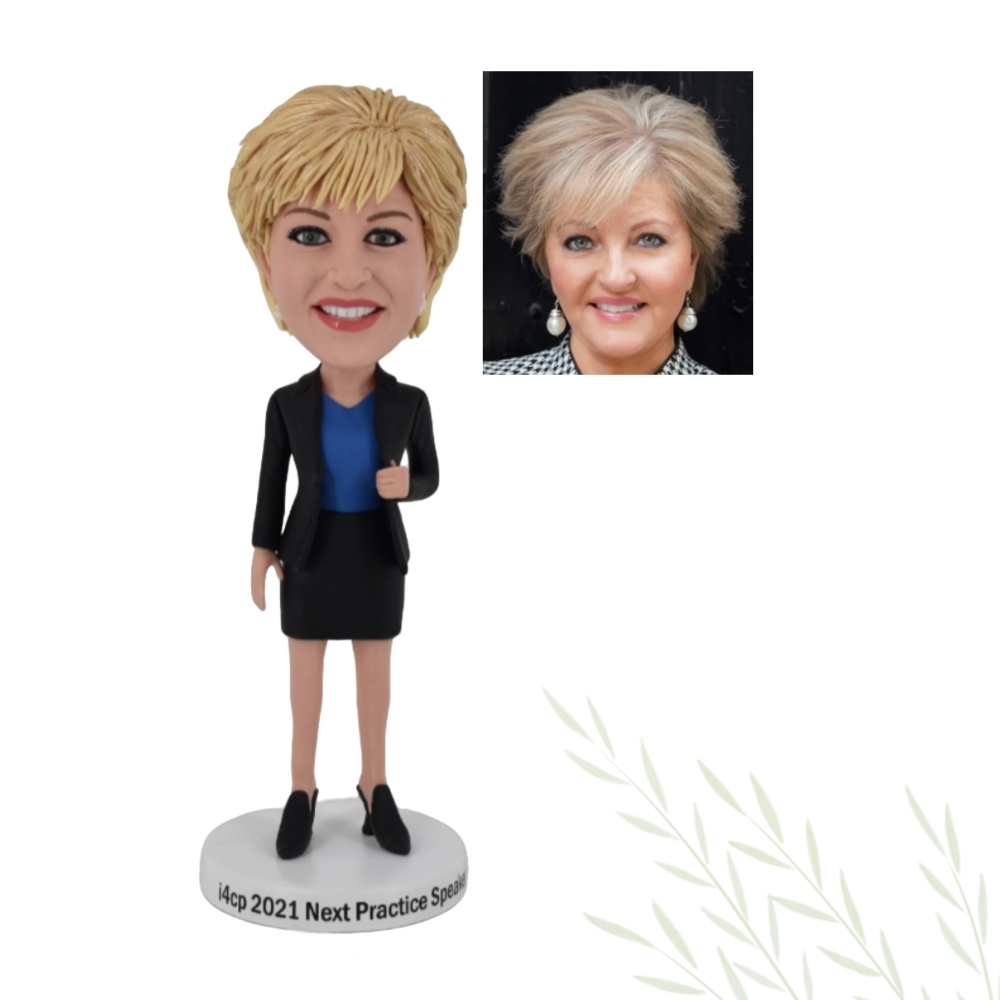 Business Gift World's Best Boss Business Woman Holding A Water Glass Custom Bobblehead With Engraved Text