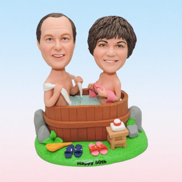 Customized couple dolls that can be used for bath time together.