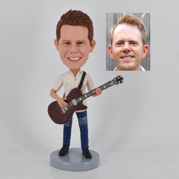 Custom Bobbleheads For Man,Personalized Guitar Bobblehead, Unique Father's Day Gift Ideas, Custom Husband Bobbleheads