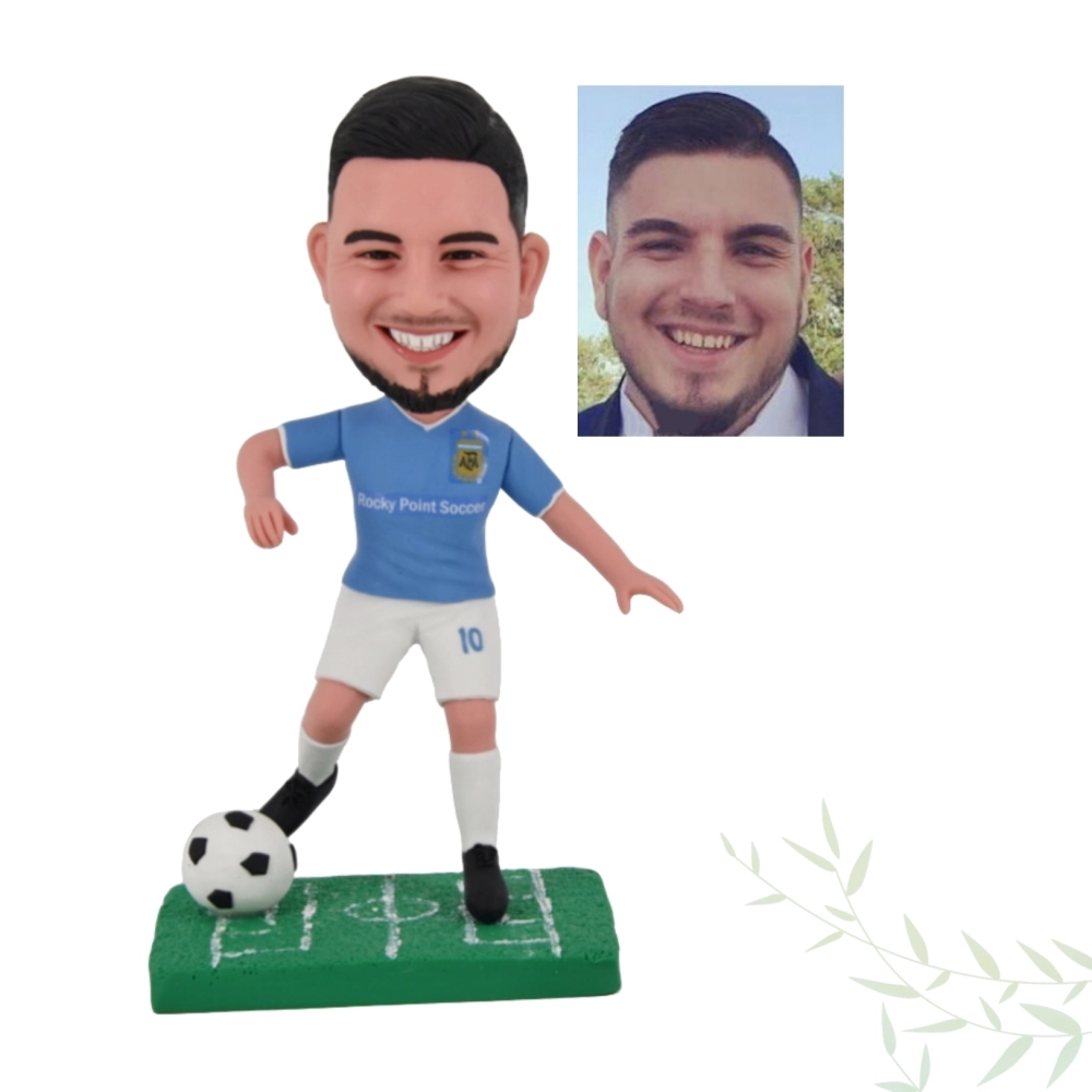 Personalized soccer bobblehead desk display