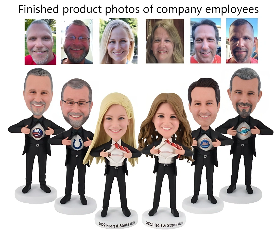 Custom soccer bobblehead side-by-side comparison with original photo