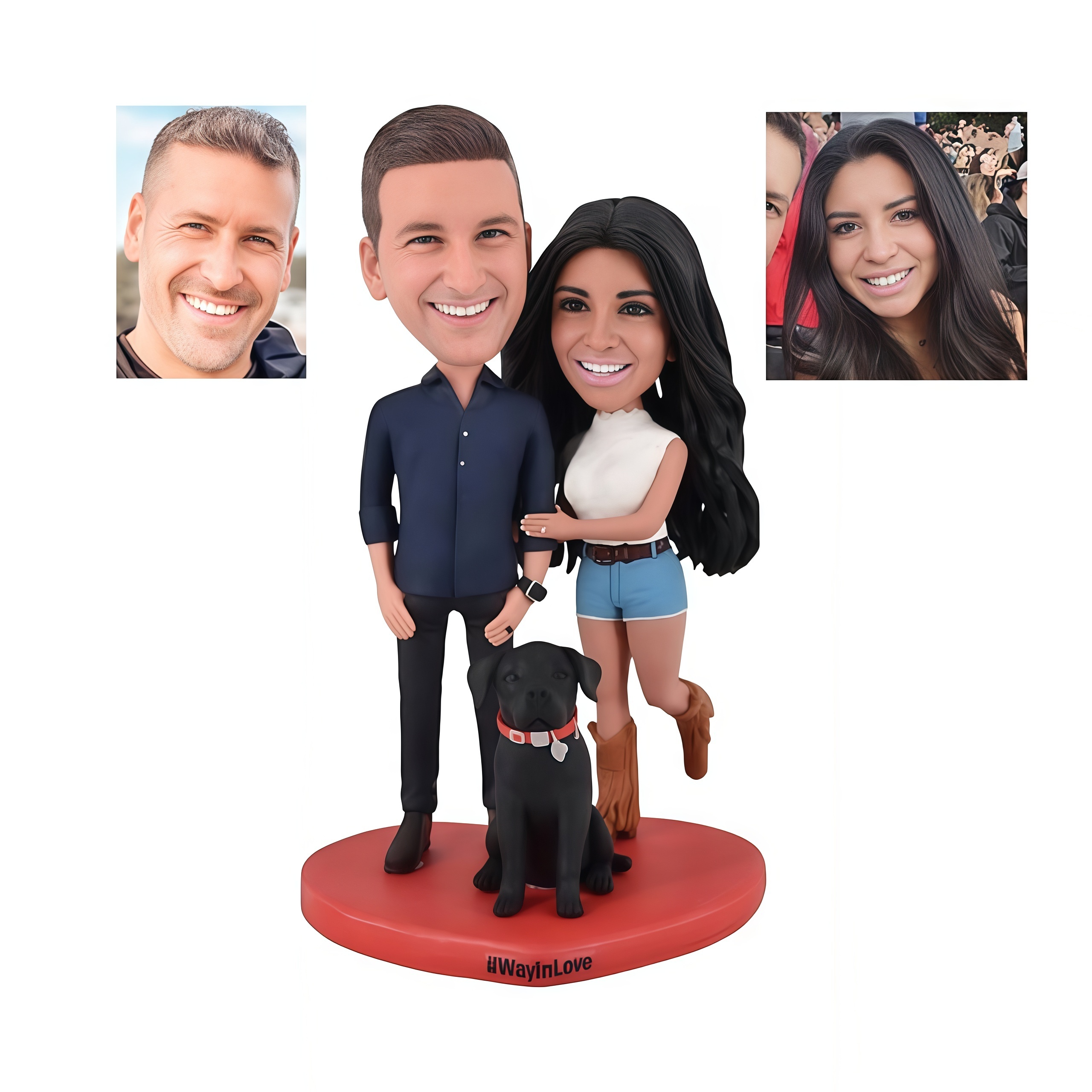 Customized bride and groom hand in hand bobblehead doll