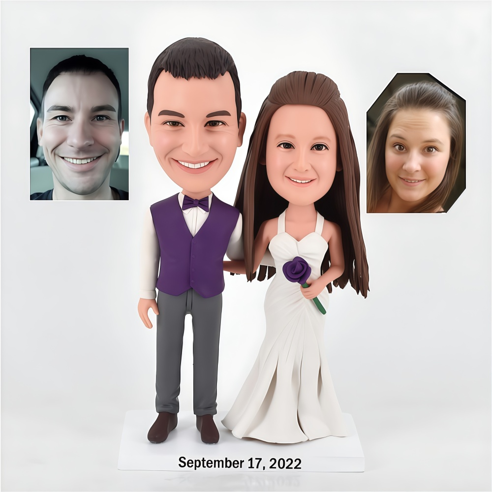 Custom Wedding Bobbleheads, Couple Custom Figure Bobblehead  Bride And Groom Cake Topper