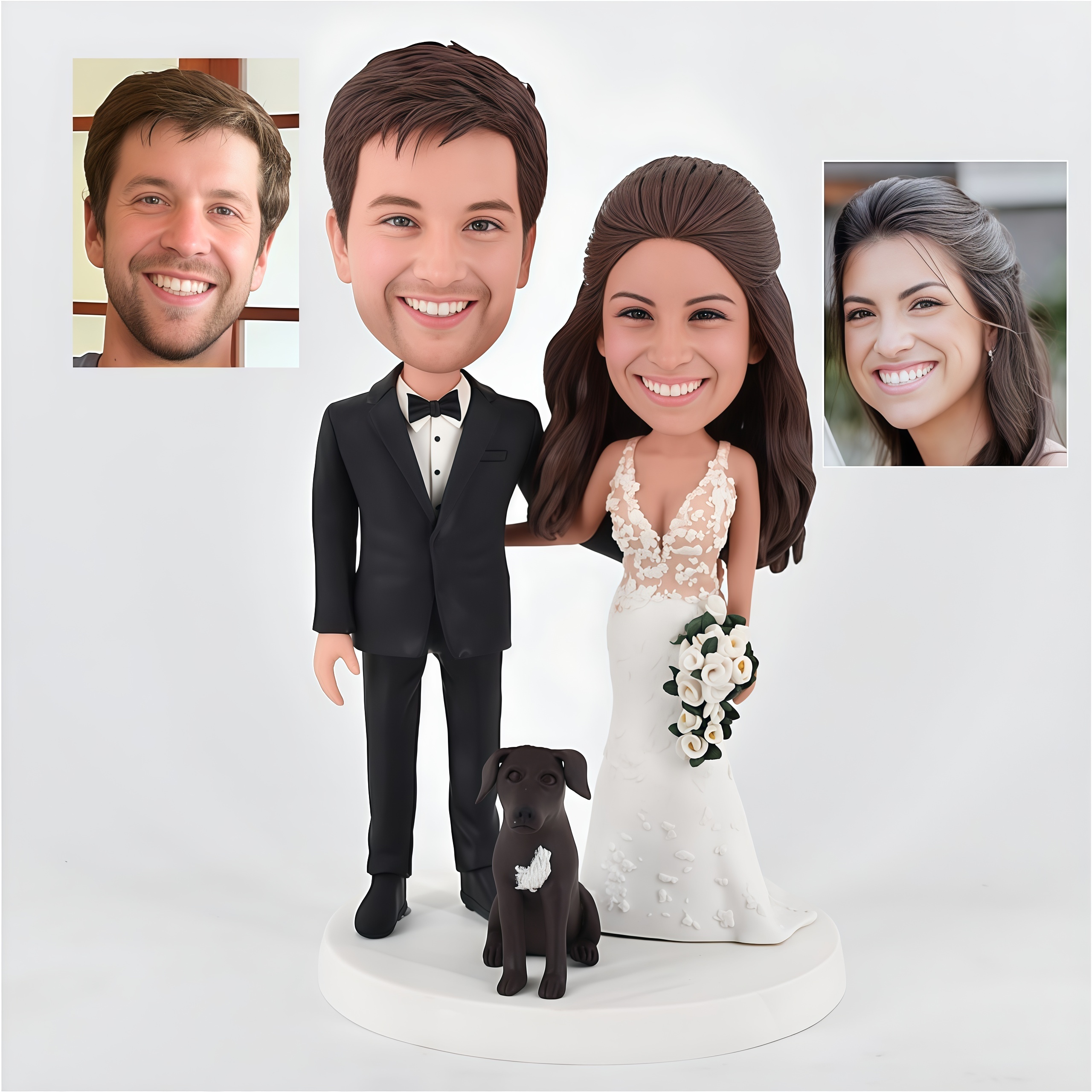 Custom Wedding Bobbleheads, Couple Custom Figure Bobblehead  Bride And Groom Cake Topper  Custom Pet Bobbleheads  Wedding anniversary gifts