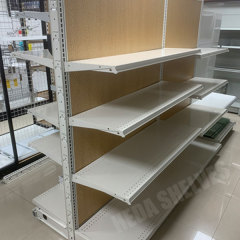 Wooden Back Panel Supermarket Gondola Shelving