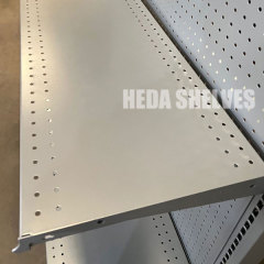 Sleek Silver Gondola Shelving for Supermarkets