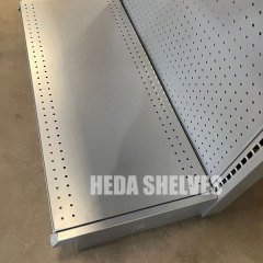 Sleek Silver Gondola Shelving for Supermarkets