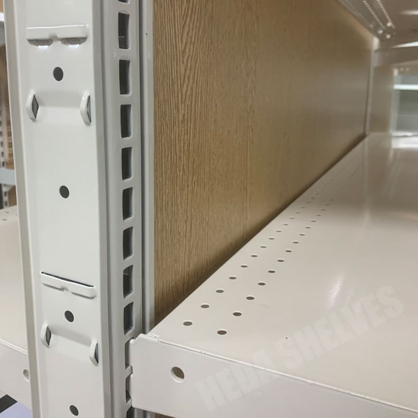Wooden Back Panel Supermarket Gondola Shelving