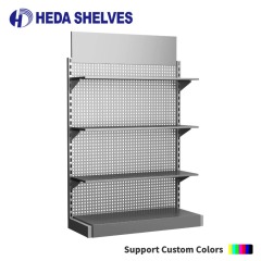 Sleek Silver Gondola Shelving for Supermarkets