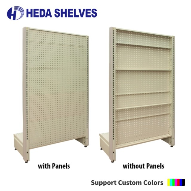 Single Sided Pegboard Gondola Shelving