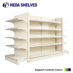Beige Double Sided Supermarket Gondola Shelving