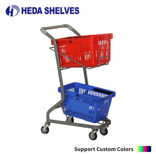 Two-Tier Retail Trolley for Convenience Stores
