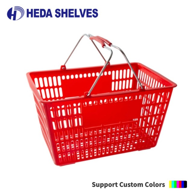 Plastic Shopping Basket with Metal Handles