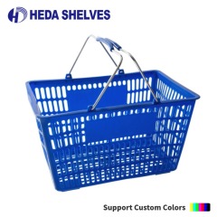 Plastic Shopping Basket with Metal Handles