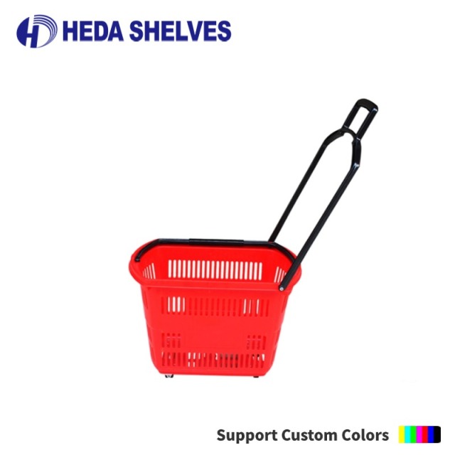 Rolling Shopping Basket with Wheels and Telescopic Handle
