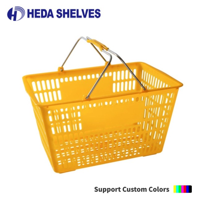 Plastic Shopping Basket with Metal Handles
