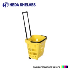 Rolling Shopping Basket with Wheels and Telescopic Handle