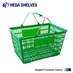 Plastic Shopping Basket with Metal Handles