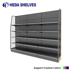 Modern Supermarket Display Gondola with Wire Side Panels