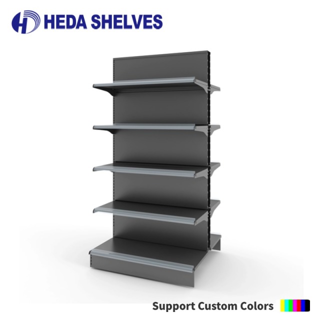 Modern Supermarket Display Gondola with Wire Side Panels