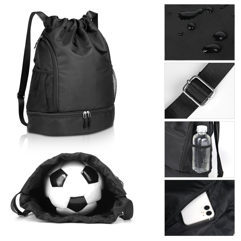 Lightweight Drawstring Backpack Featuring Shoe Compartment