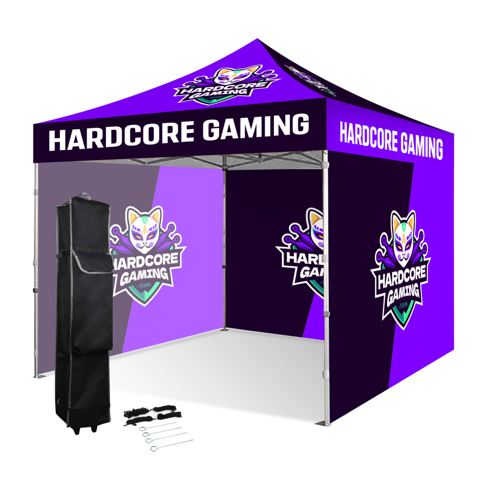 10' x 10' Heavy Duty Pop Up Tent Kit w/ 3 Full Walls ( Dye Sublimation)