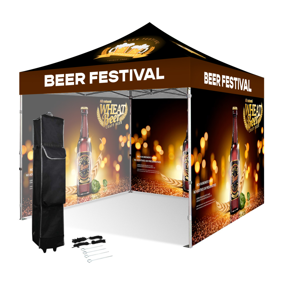 10' x 10' Heavy Duty Pop Up Tent Kit w/ 3 Full Walls ( Dye Sublimation)