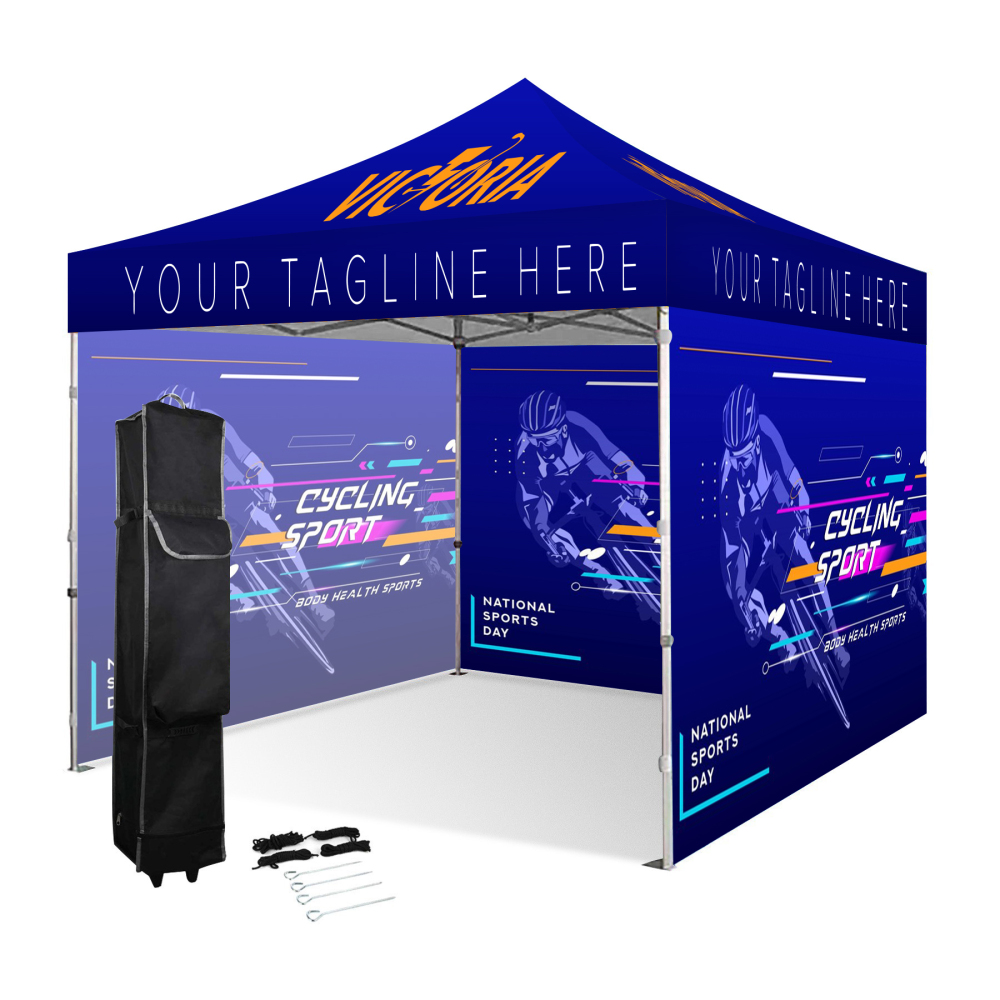 10' x 10' Heavy Duty Pop Up Tent Kit w/ 3 Full Walls ( Dye Sublimation)