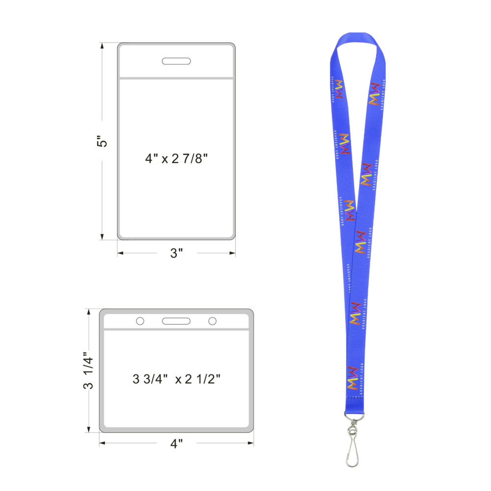 3/4" Full Color Dye-Sub Lanyard Featuring Clear Plastic Badge Clip